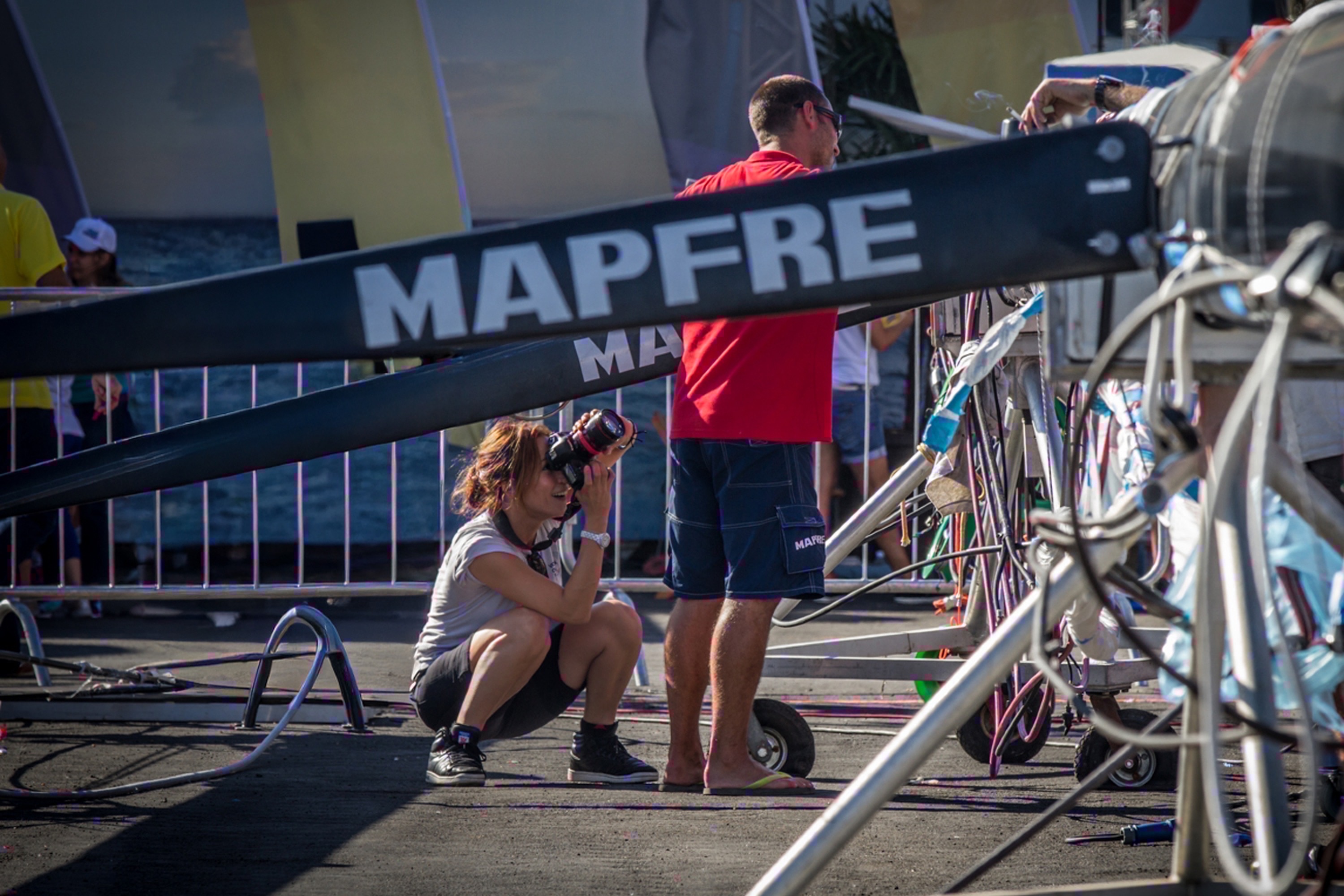 Behind-the-scenes moment from Amalia Infante assignments - Volvo Ocean Race background layer