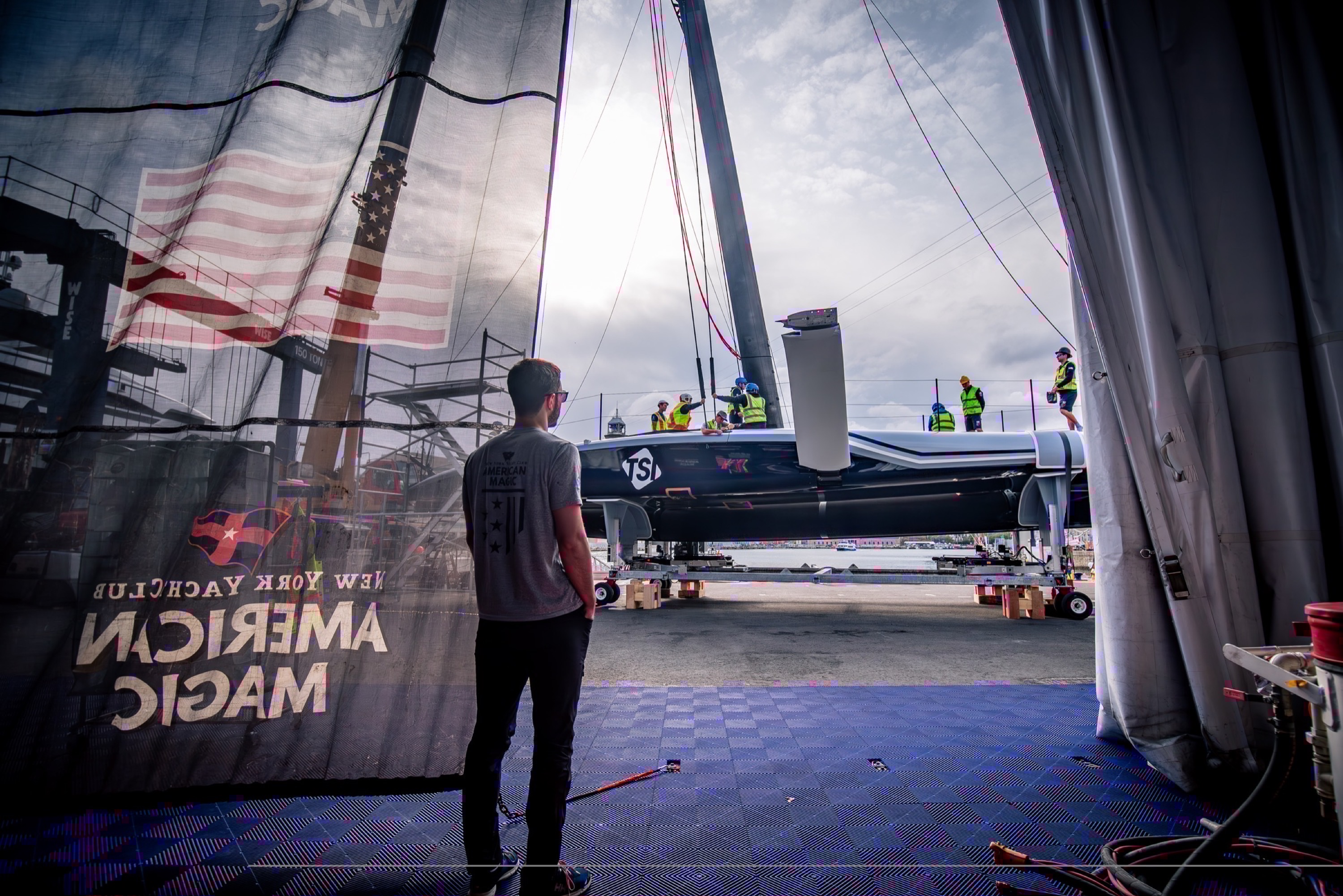 American Magic AC75 racing during the 37th America's Cup in Barcelona - 37th America's Cup