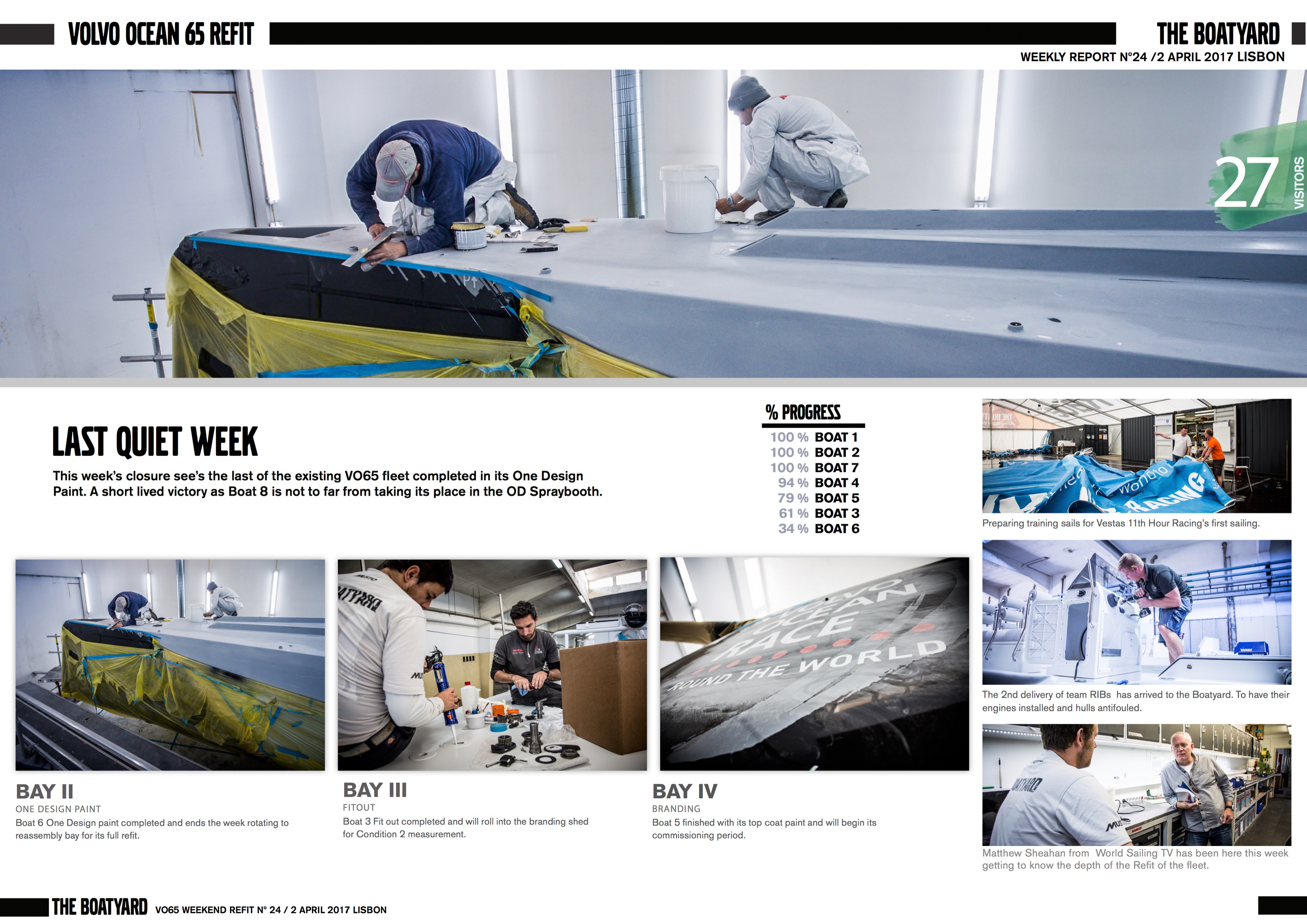 VO65 boatyard technical report page - Technical reports with photography and design during the VO65 one-design refit in Lisbon